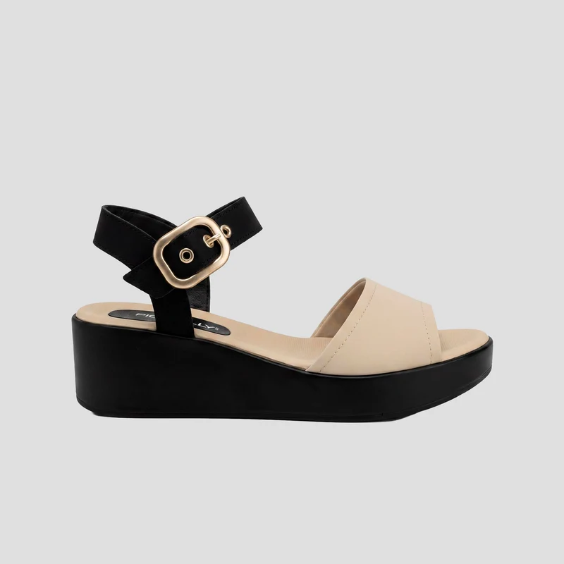 Sandalia Anabela NEGRO-MARFIL / 39