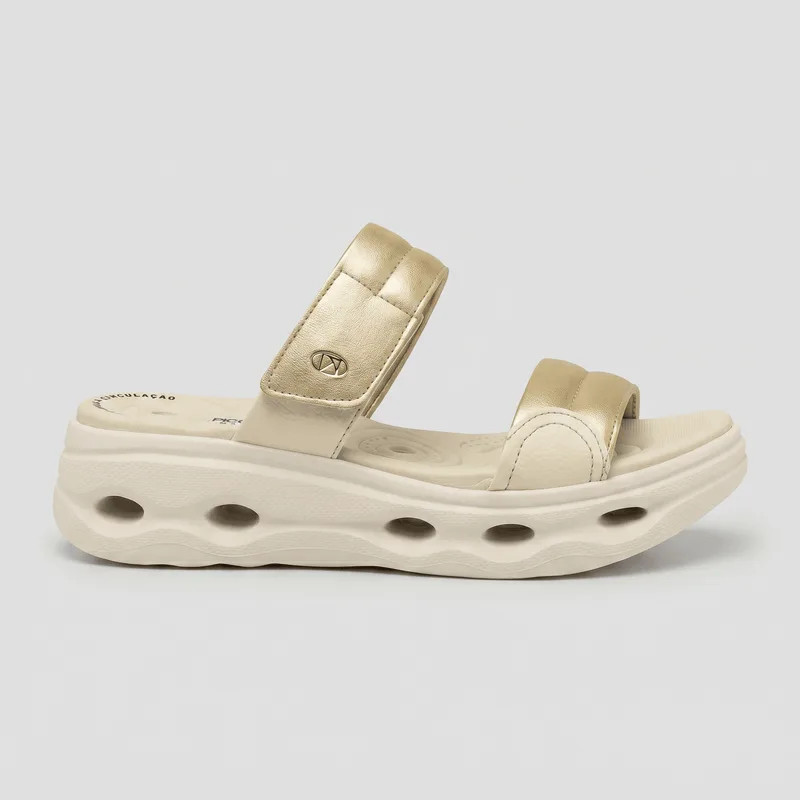 PICCADILLY MAXI TECH - Tamanco Salto Médio Ouro com Off White 34