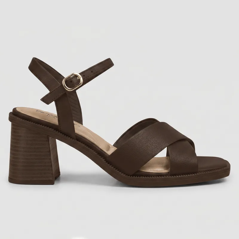 PICCADILLY MAXI - Sandália Queila Salto Alto Cacau 33