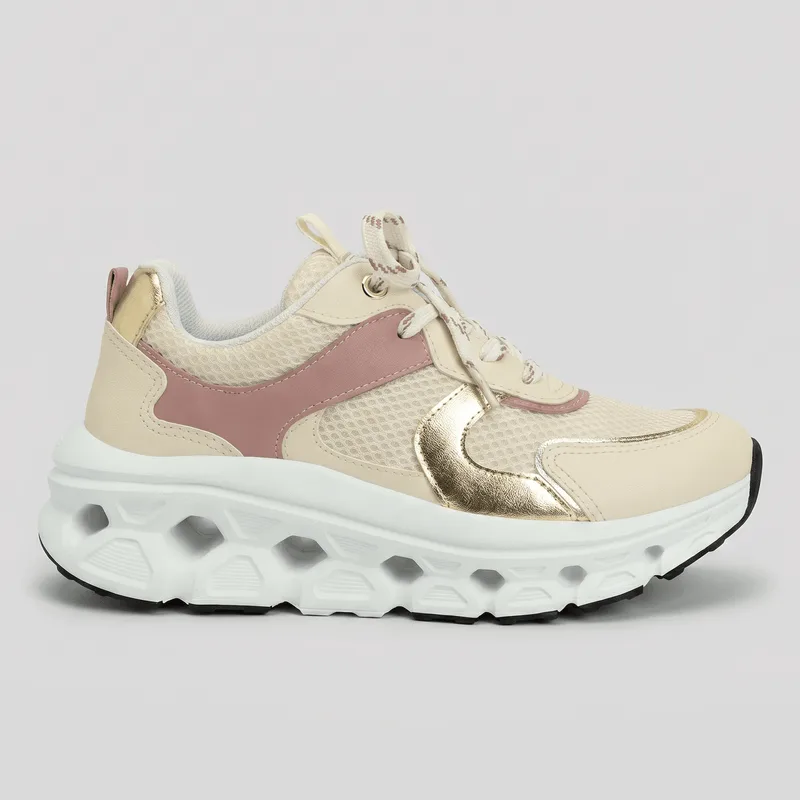 PICCADILLY MAXI TECH - Tênis Off White com Rosa 34