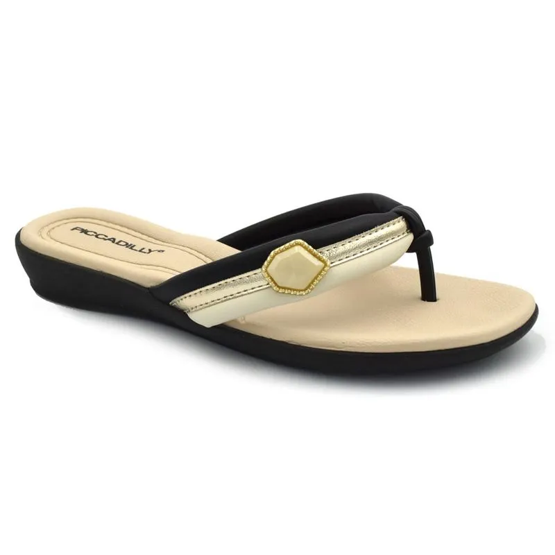 Sandália Rasteira Feminina Piccadilly Preto 500447 40