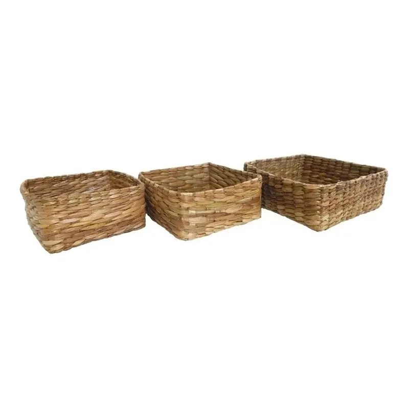 Trio Cesta Caixa De Taboa Quadrados Pequeno Palha Porta Marr