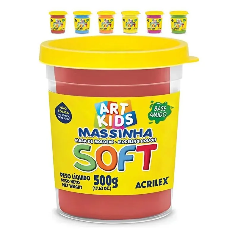 Massa Para Modelar Soft Pote 500g Acri Vermelho