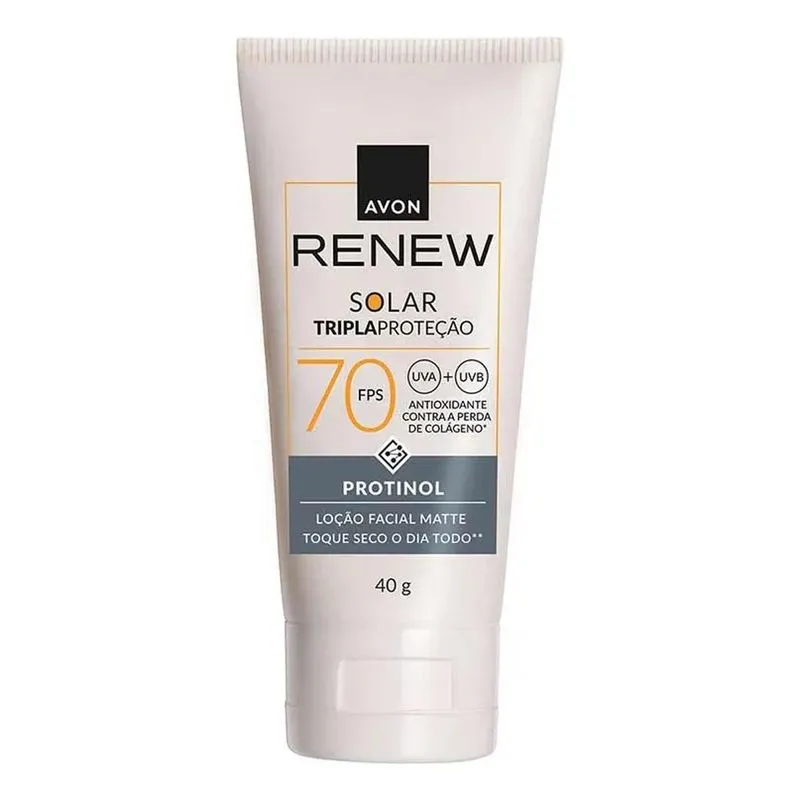10x Protetor Solar Facial Avon Renew Fps70 Toque Seco 40g M