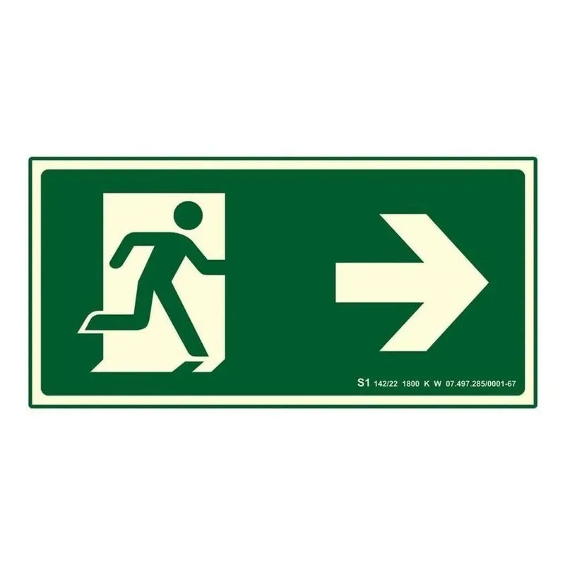 2x Placa De Sinalização Rota De Fuga Direita Fotoluminescent
