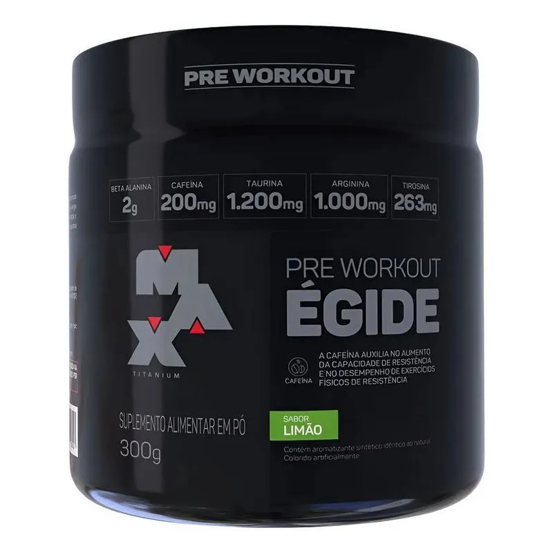 Suplemento Em Pó Pré Treino Égide 300g Sabor Limão Max Titan