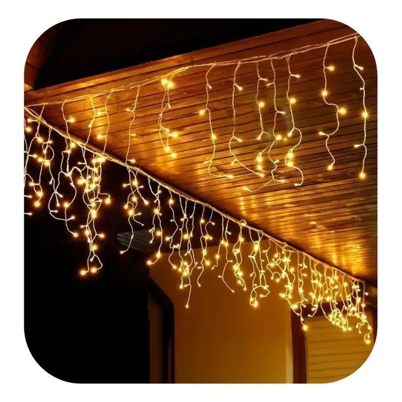 Cascata 400 Leds 10m Fixo Prova D'água Branca Fria 127/220v