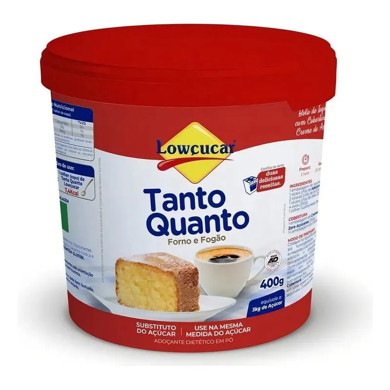 5x Adoçante Tanto Quanto Forno E Fogão Lowçucar 400g