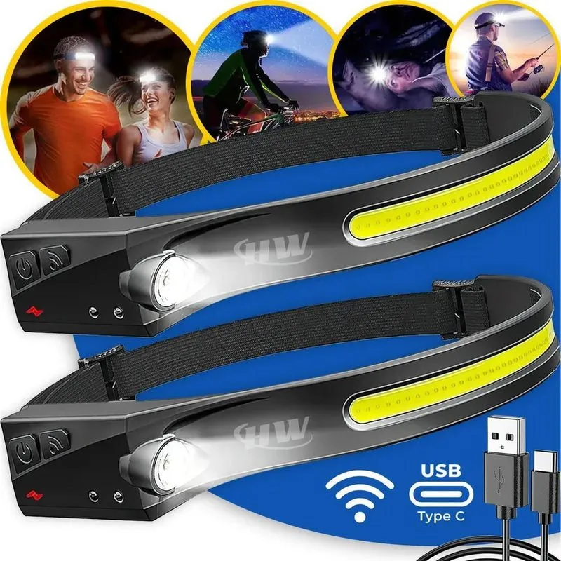 10x Kit 2 Lanterna De Cabeça Led Potente Pesca Mecânico Bik