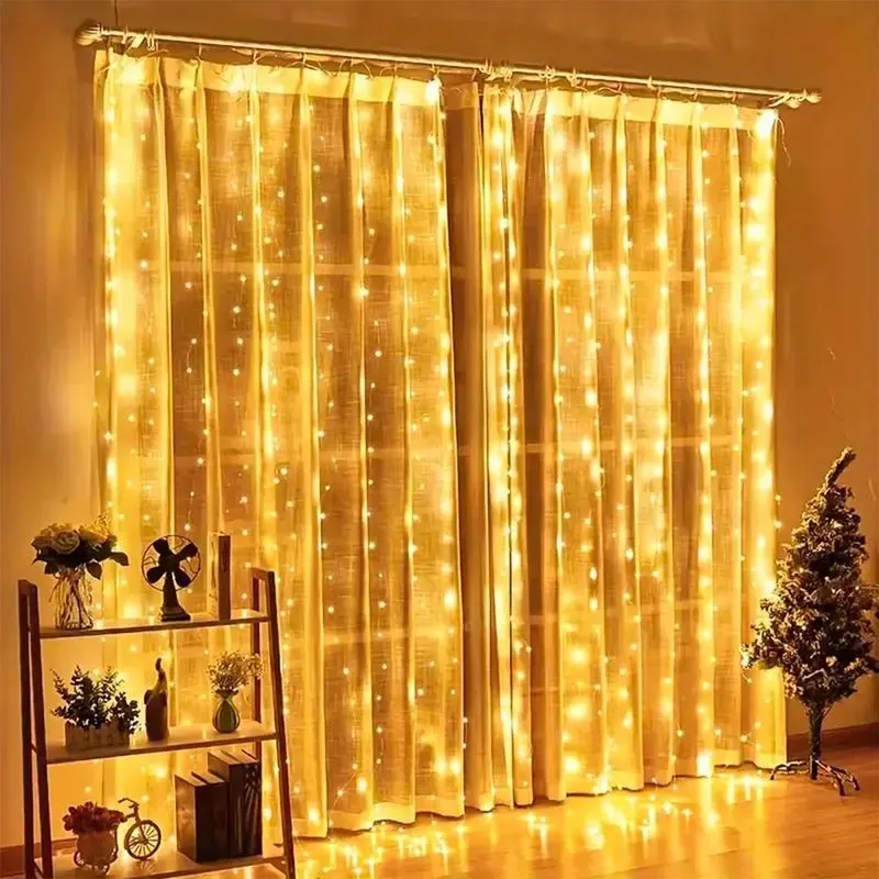 Cortina 500 Leds Branco Quente Fixa E Funções 1 8 Função 220