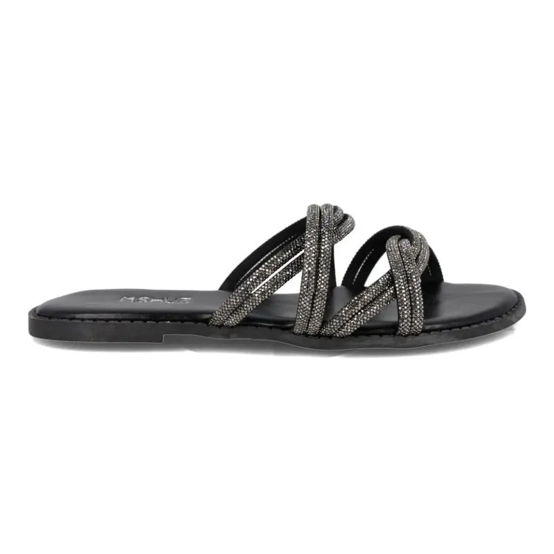 Rasteira M Shuz Slide Tira Brilho Feminina Preta 37