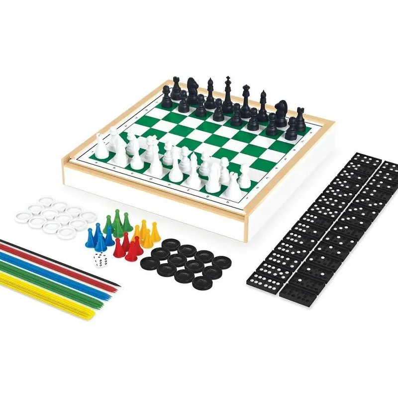 Conjunto Kit De Jogos 6 Em 1 - Xadrez, Ludo, Damas, Trilha