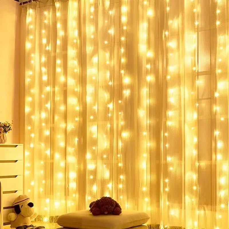 Luz De Cortina 300 Leds 3x3 M Decor Rosa-chiclete 110v/220v