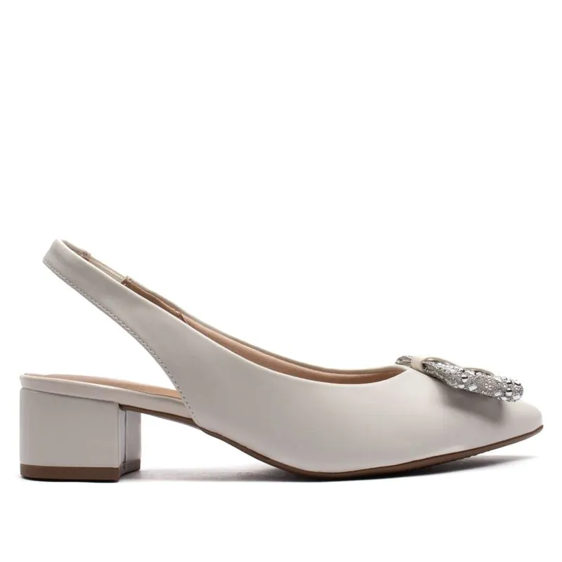 Sapato Feminino Beira Rio Bico Fino Napa e Strass Off White - 34