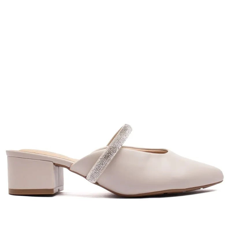 Mule Feminino Modare Com Tira de Strass e Salto Bloco Cinza - 35