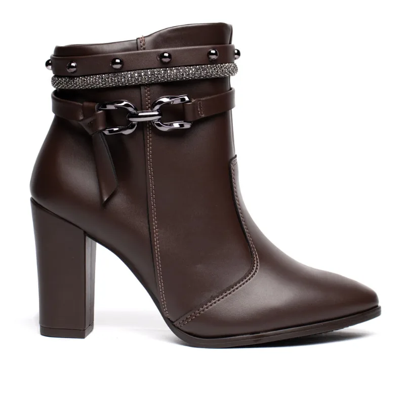 Bota Feminina Beira Rio Cano Médio Salto Bloco Marrom - 35