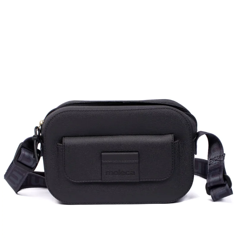 Bolsa Feminina Moleca Transversal Pequena com Bolso Preta - U