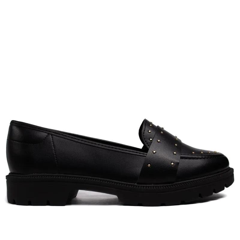 Sapato Mocassim Feminino Beira Rio Napa Turim com Aplicações Metalizadas Preto - 34