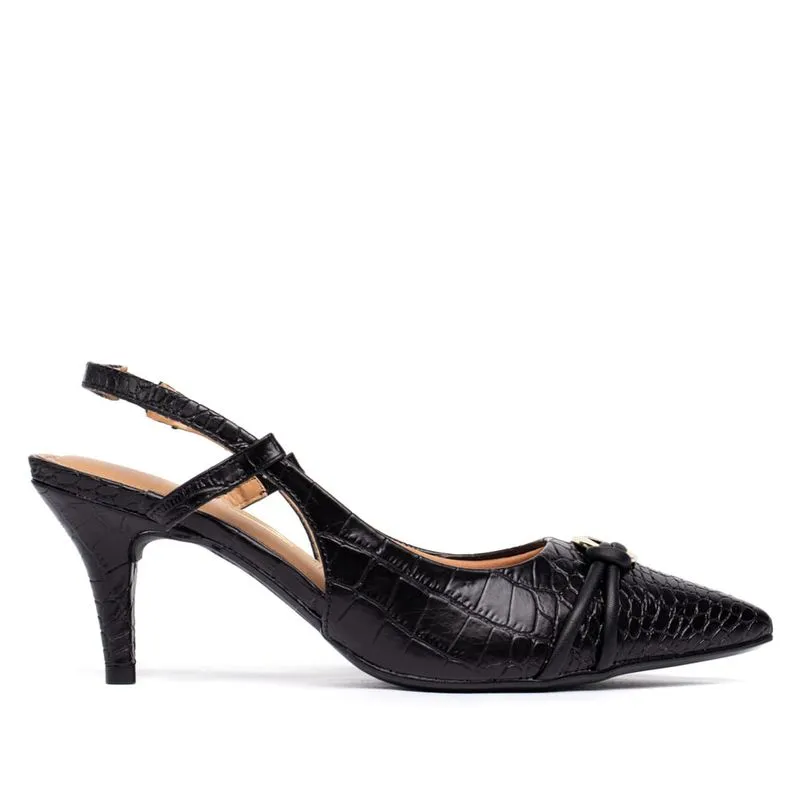 Sapato Scarpin Feminino Vizzano Croco Preto - 37