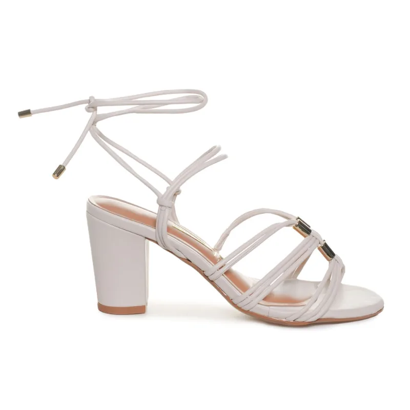 Sandália Vizzano Salto Grosso Feminina Off White BRANCO OFF - 33