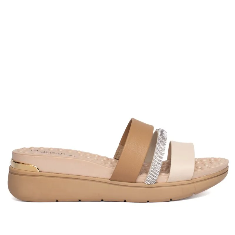 Tamanco Feminino Modare Anabela com Strass Bege - 35