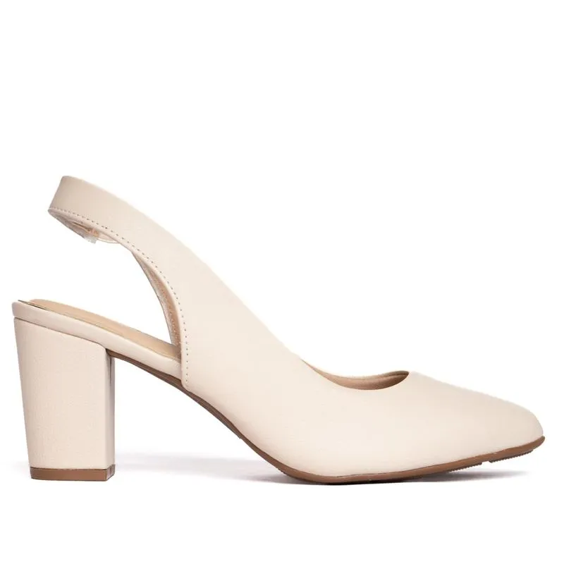Sapato Feminino Modare Slingback Salto Bloco Creme - 34