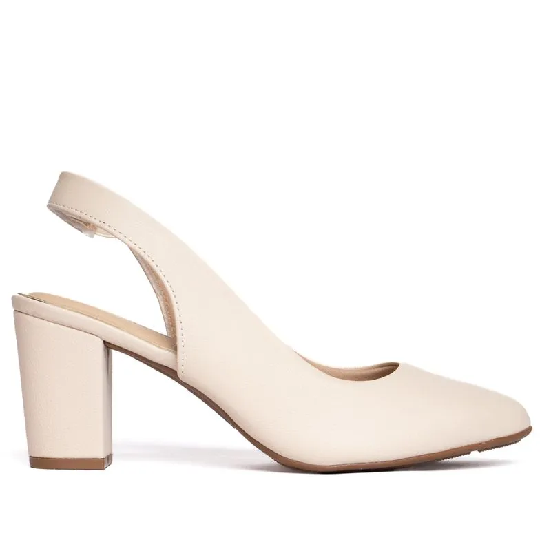 Sapato Feminino Modare Slingback Salto Bloco Creme - 39