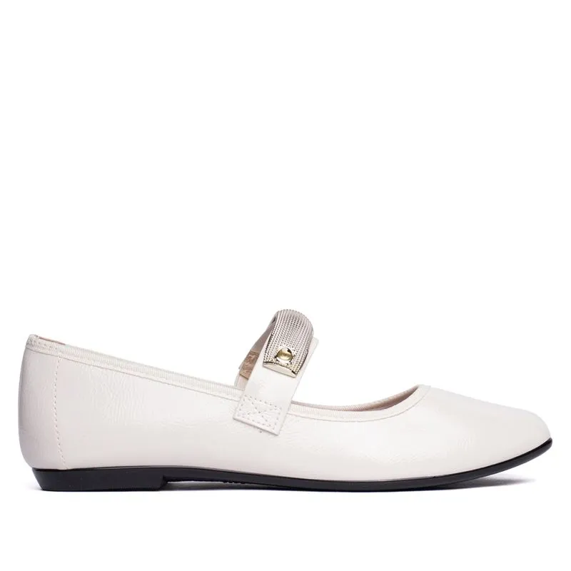 Sapatilha Feminina Moleca com Enfeite Metalizado Off White - 34