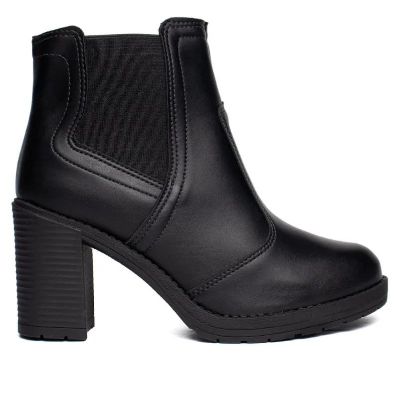 Bota Feminina Beira Rio Cano Médio Salto Bloco Preto - 36