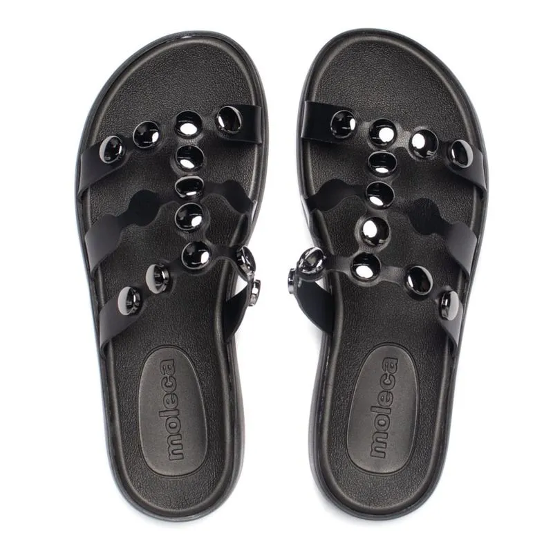 Chinelo Feminino Moleca Flatform Napa Metalizados Preto - 35