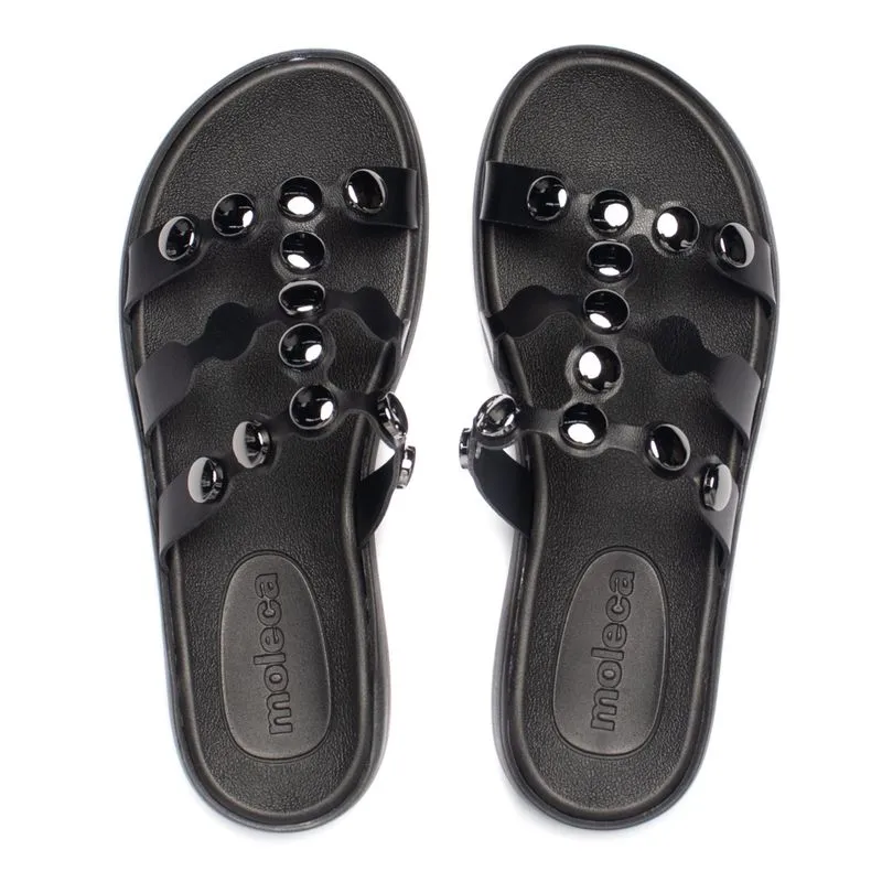 Chinelo Feminino Moleca Flatform Napa Metalizados Preto - 38