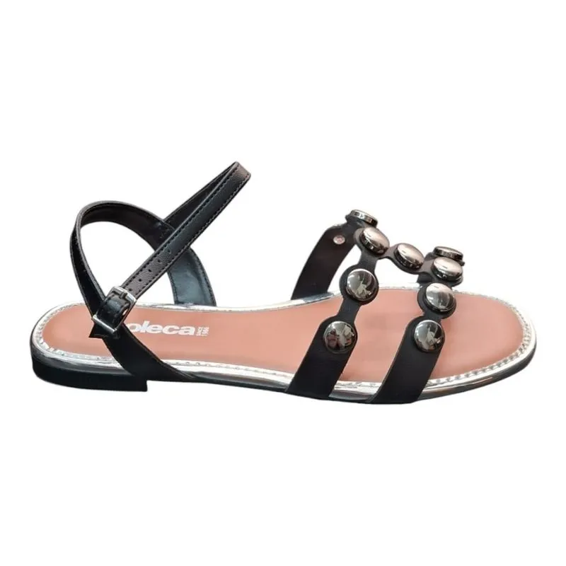 Sandália Feminina Rasteira Moleca Napa Turim Preto