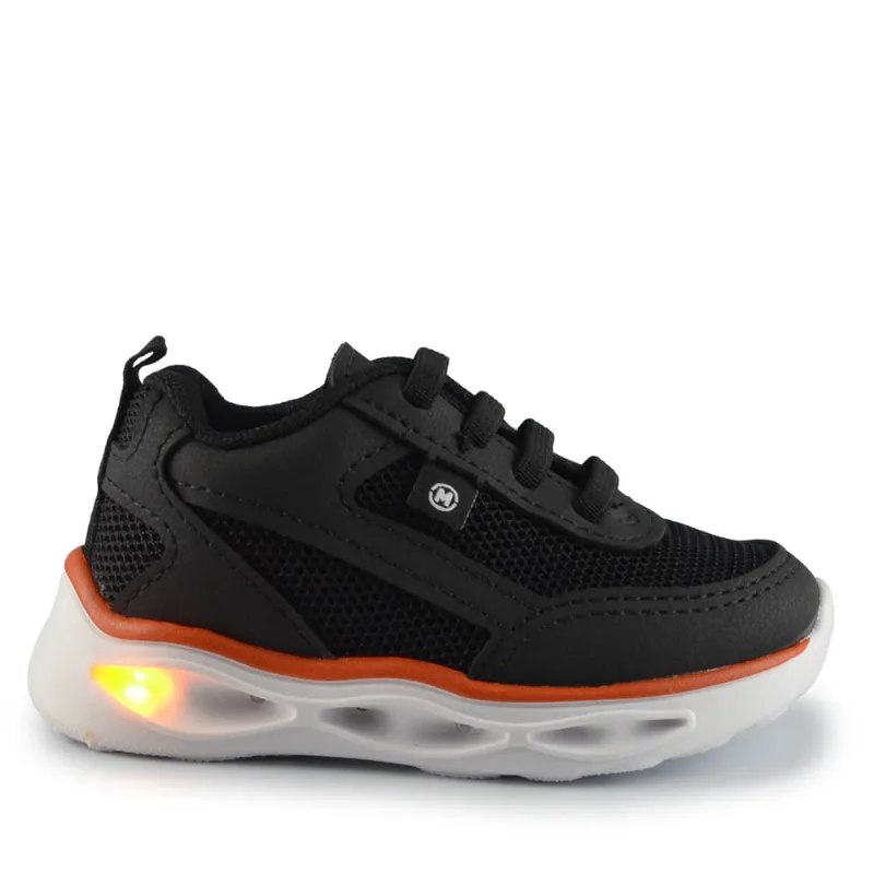 Tênis Infatil Molekinho Masculino Com Led 2620.120 29343 NYLON PRETO 22