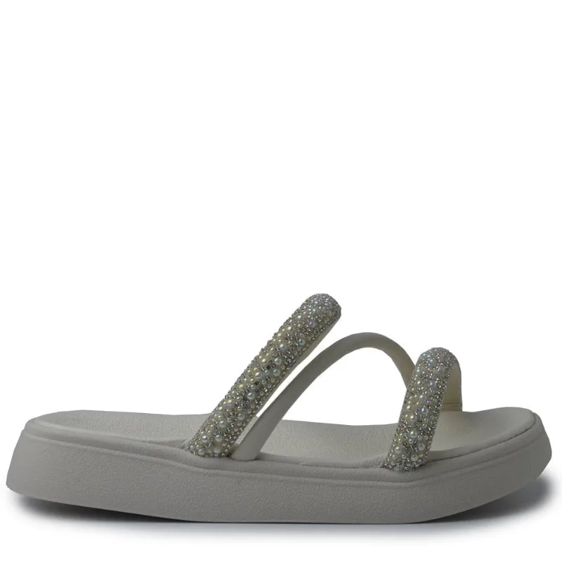 Sandália Infantil Molekinha Feminina Strass - Brilho 2358.100 29024 NP BCO PEROLA 27