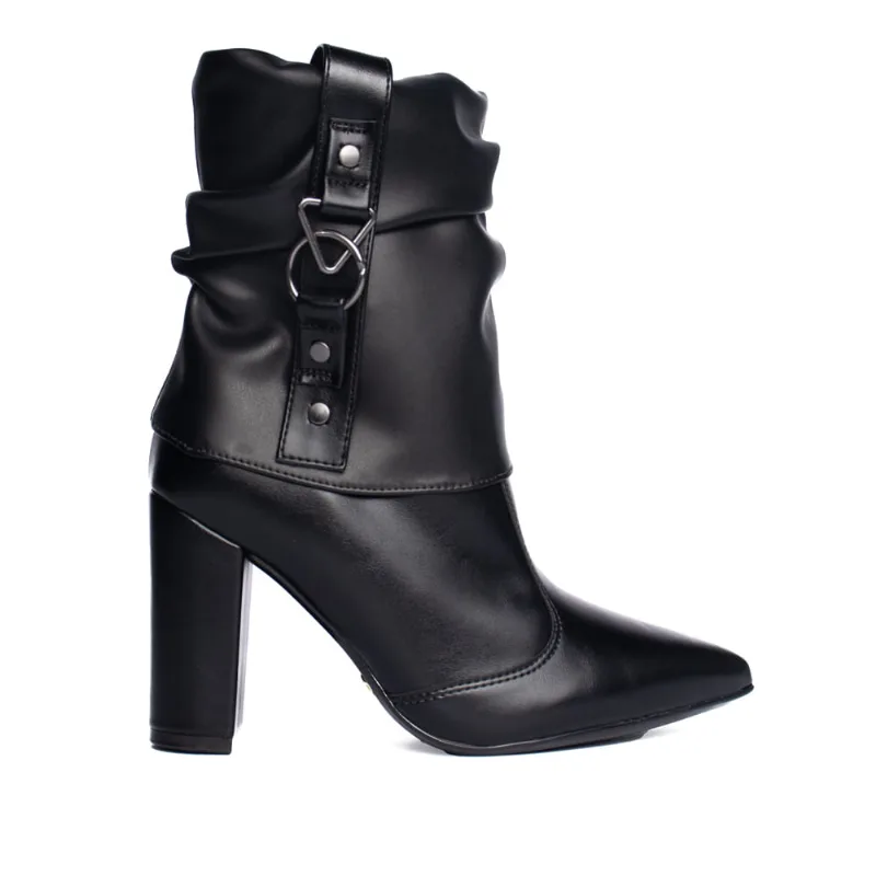 Bota Feminina Vizzano Cano Médio Franzido Preto - 34