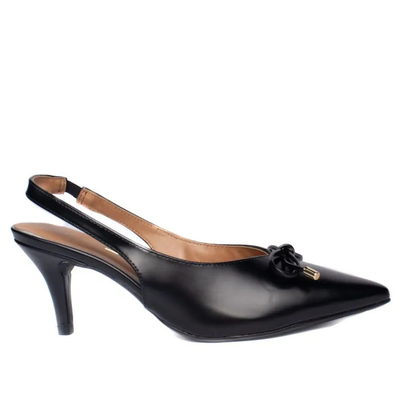Sapato Scarpin Feminino Vizzano Napa Salto Fino com Laço Preto - 35