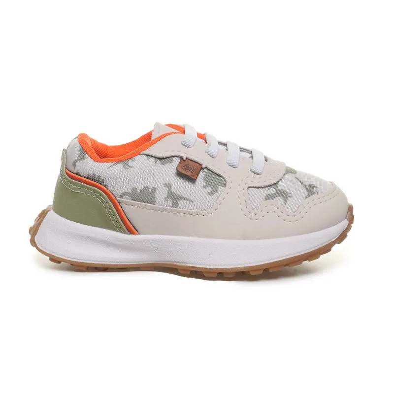 Tênis Casual Molekinho Dinossauro Infantil Branco BRANCO-VERDE OLIVA/BRANCO/VERDE/LARANJA - 26