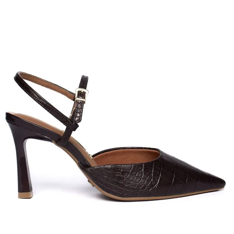 Scarpin Feminino Vizzano Croco Marrom - 37