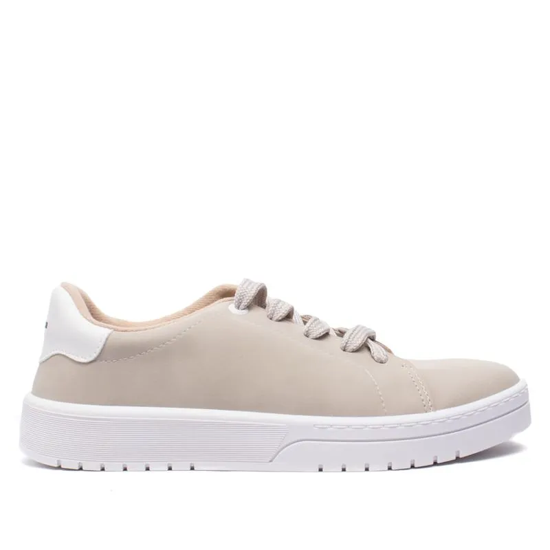Tênis Feminino Moleca Casual em Nobuck Bege Claro - 36