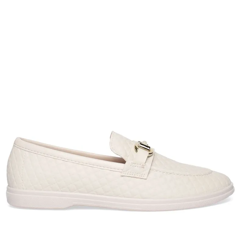 Mocassim Moleca Feminino Textura Matelassê Off Whithe - 38