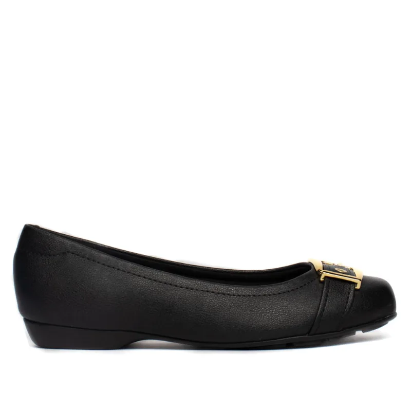 Sapatilha Feminina Modare Casual Com Fivela Dourada Preto - 34