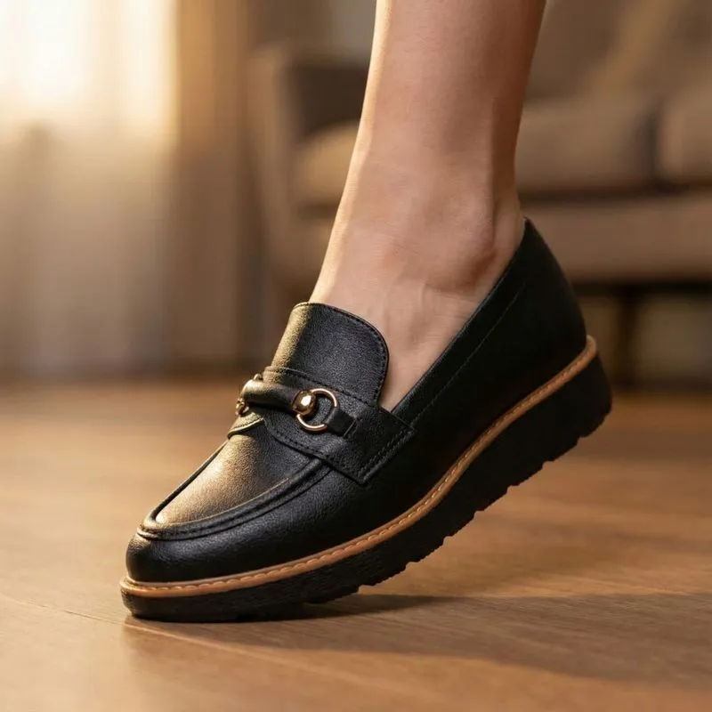 Mocassim Feminino Modare Adereço Dourado Preto - 35
