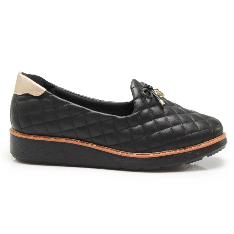 Mocassim Modare Matelassê Supreme Feminino Preto PRETO/DOURADO - 39