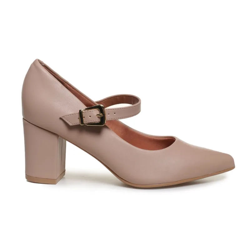 Sapato Vizzano Scarpin Pelica Bico Fino Bege 39