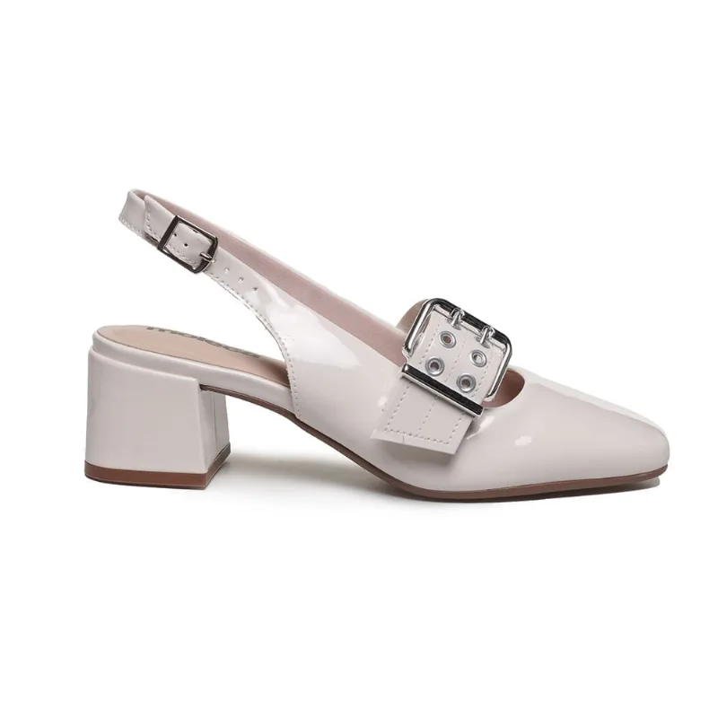 Sapato Moleca Salto Bloco Branco Feminino 36