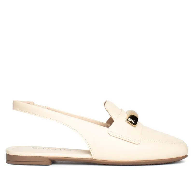 Mule Beira Rio Napa Turim com Adereço Dourado Bege Claro - 34
