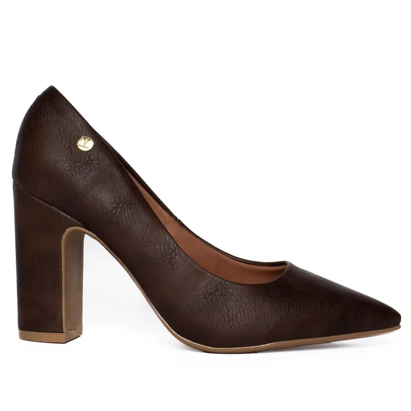 Sapato Feminino Vizzano Scarpin Salto Grosso Marrom Escuro - 38