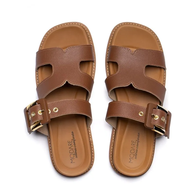 Chinelo Slide Feminino Modare com Fivela Marrom - 38