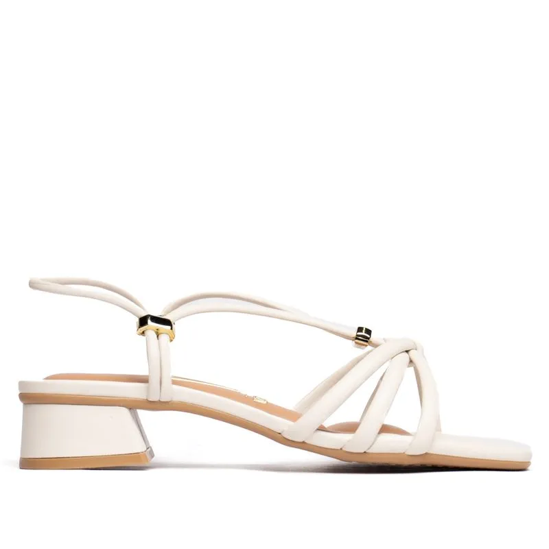 Sandália Feminina Vizzano Salto Bloco Tiras Entrelaçadas Off White - 34