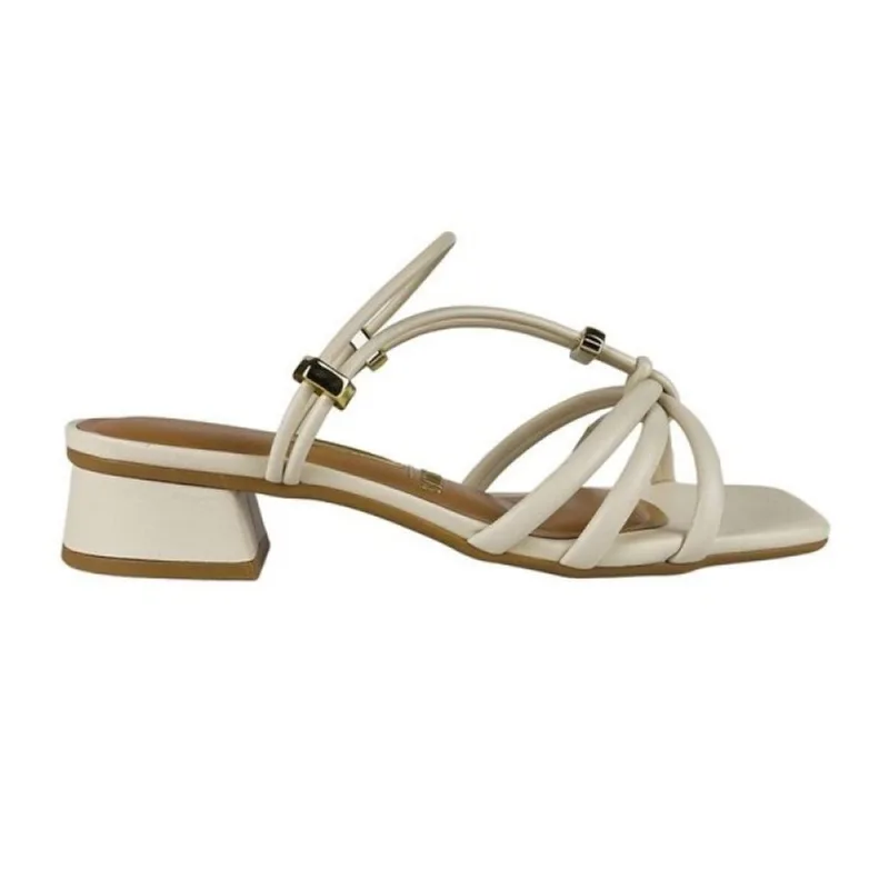 Sandália Vizzano Salto Bloco Baixo Tiras Finas 35 / Off White